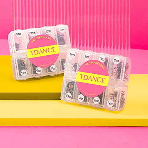 TDANCE Premade Eyelash Fans 600 Count, 8-15mm, 10D, C/D Curl