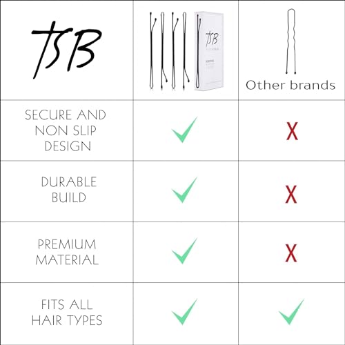 TSB Leeno No.3 Black Bob Pins Set of 30 - 3 Inch Firm Hold Hair Pins