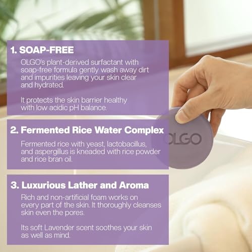 OLGO Vegan Rice Cleansing Bar for Face & Body - 3.5 oz