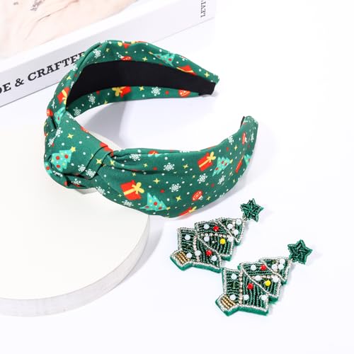 YAHPERN Christmas Headband for Women – Reindeer, Snowflake, Tree & Candy Cane Knit Festive Hair Accessory