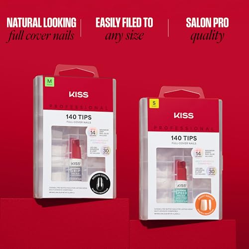 Kiss Professional Press On Nails - Short Square White, 140 Nails & Glue