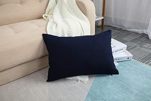 TangDepot 100% Cotton Dark Navy Throw Pillow Cover 12x20