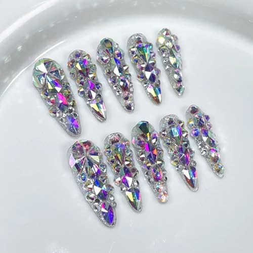 Kaipheiquan AB Nail Rhinestones Set - 200 Special-Shaped Big Crystals + 3050 Flatback Round Rhinestones for Nail Art, Jewelry & DIY Crafts, Nail AB Variation