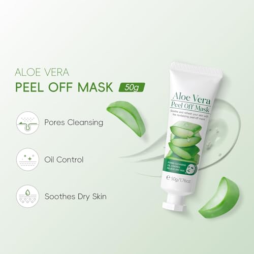 AKARY Aloe Vera Peel-Off Mask - Hydrating & Pore-Cleansing 1.76oz