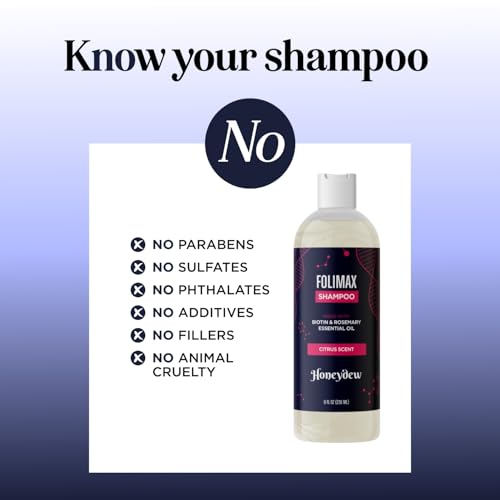 HONEYDEW Folimax Biotin Shampoo for Thinning Hair - Citrus 8 Fl Oz - Vegan, Sulfate & Paraben Free