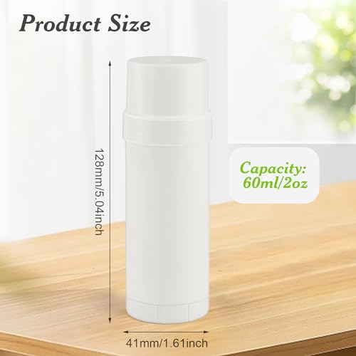 12 Pack Refillable 60ml Plastic Twist-Up Deodorant & Lip Balm Containers