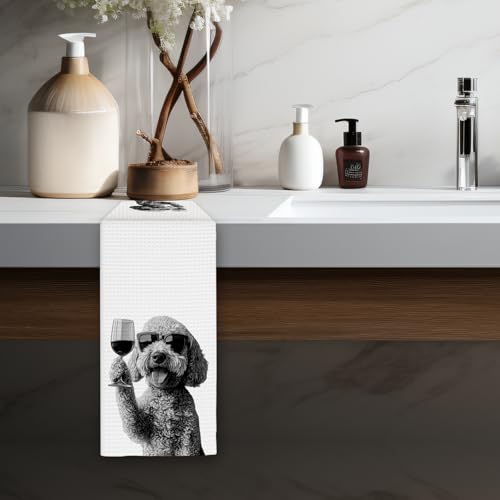 Goldendoodle Wine Kitchen Towels - Funny Decor for Dog Lovers