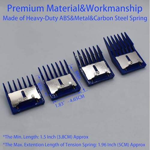 AIRERA 4-Piece A5 Animal Clipper Guard Comb Set - Navy - 1/8" to 1/2"