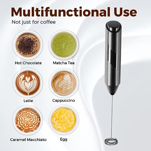 HealSmart Handheld Milk Frother with Stand – Battery Operated Whisk for Lattes, Cappuccinos & Matcha