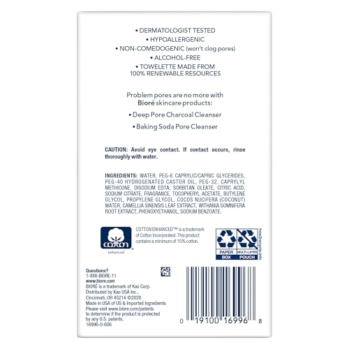 Bioré Daily Deep Pore Cleansing Wipes - 60 Count Facial Cloths