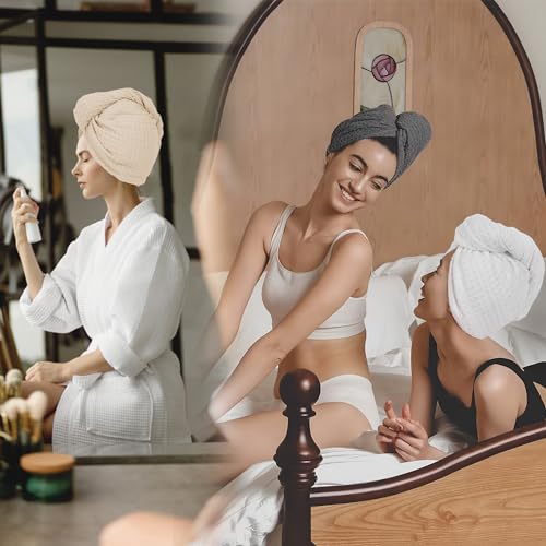 MaopaoBeauty Waffle Microfiber Hair Towel - Quick Dry & Anti-Frizz