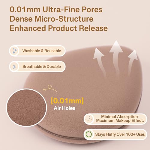 Momo's Workshop Brown 2pc Large Makeup Puff for Liquid Foundation & Concealer