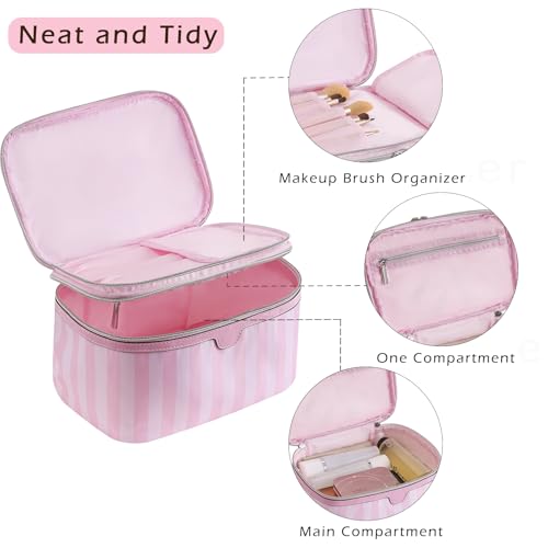 RSRSLEII Waterproof Large Double Layer Travel Makeup Bag - Top Open Variation