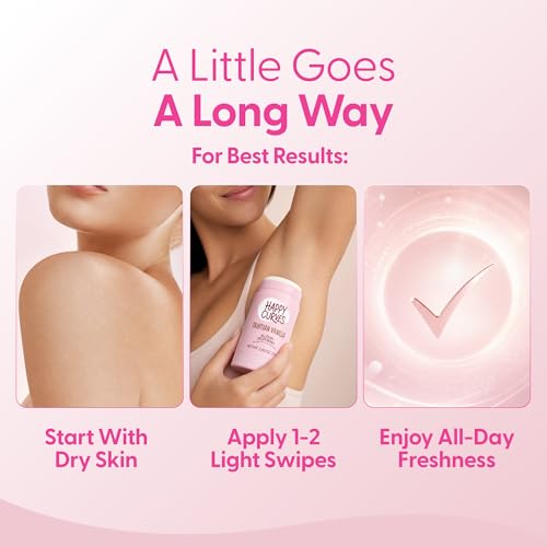 HAPPY CURVES Whole Body Deodorant for Women - Aluminum-Free, Tahitian Vanilla Scent, Long Lasting Odor Control