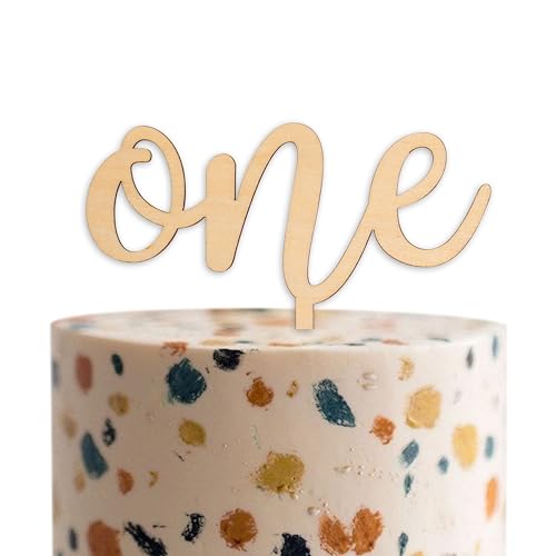 Wooden 'One' Cake Topper for First Birthday Celebrations