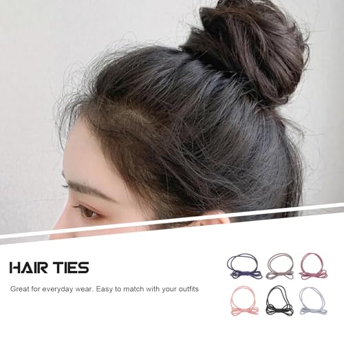 FRCOLOR Double-Layer Bowknot Elastic Hair Ties - 6-Pack Mixed Colors