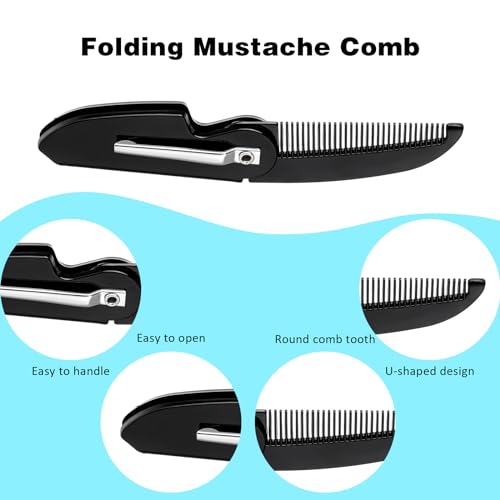 Ouligay Portable Folding Mustache Comb - 4pcs Mini Beard Grooming