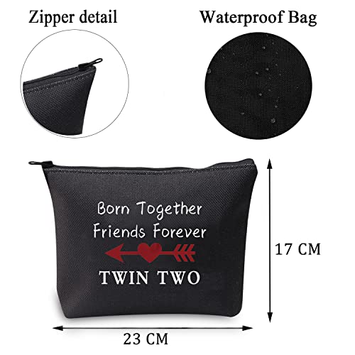 Twin OneTwo Black Cosmetic Bag - Born Together Friends Forever