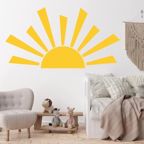 Boho Half Sun Wall Decal - Removable Vinyl Mural for Home Decor