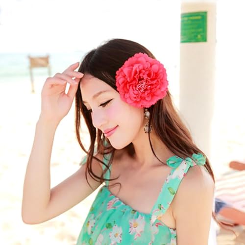 Koolgil 4Pcs Peony Flower Hair Clips & Brooch Pins - Dark Green Bohemia Style