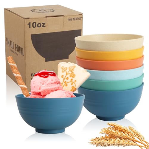 Wrova Set of 6 Wheat Straw Dessert Bowls - 10oz Unbreakable Snack Bowls