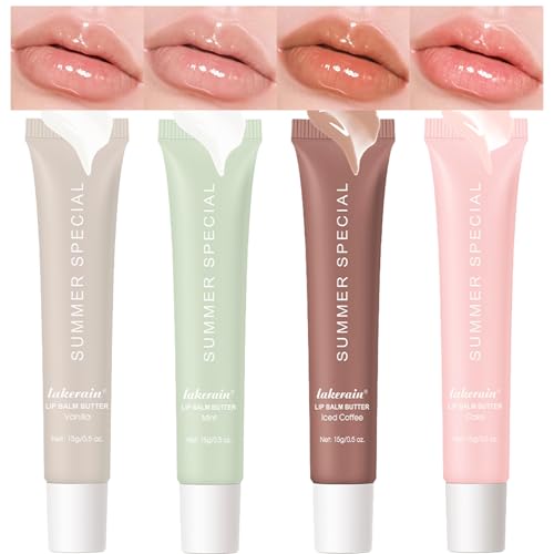 Lakerain 4-Piece Lip Glossy Butter Balm Set - Nourishing & Non-Sticky