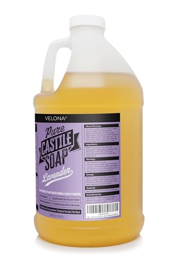 Velona 64 Fl Oz Pure Castile Soap with Lavender Essential Oil - Multi-Purpose Liquid Cleaner