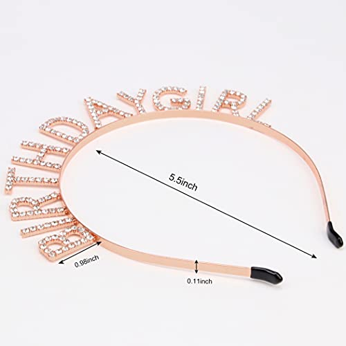 AOPRIE Rose Gold Birthday Tiara Crown & Sash Set for Women