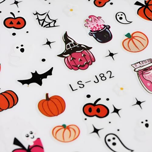 Halloween Nail Stickers 12 Sheets Halloween Nail Art Decals Ghost Pumpkin for Manicure