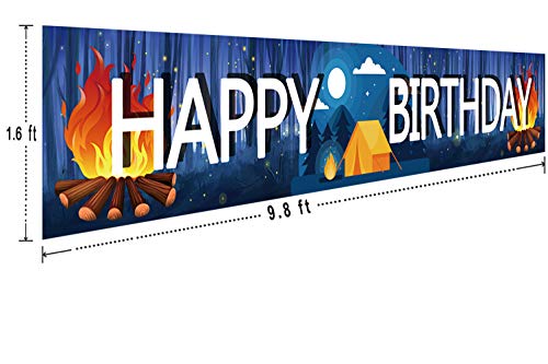 Large Camping Birthday Banner - 9.8 x 1.6 ft Outdoor Decoration