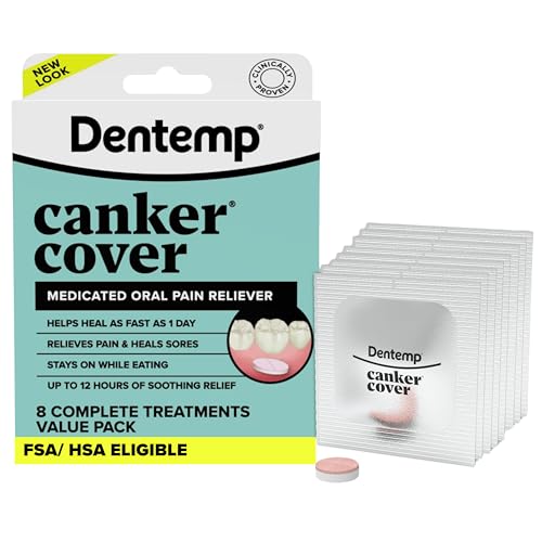 Dentemp Canker Cover Tablets - Fast Pain Relief for Canker Sores (8 Count)