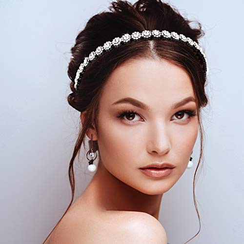 6 Pack Crystal Headbands for Women - Chic Flower Style Hair Accessories