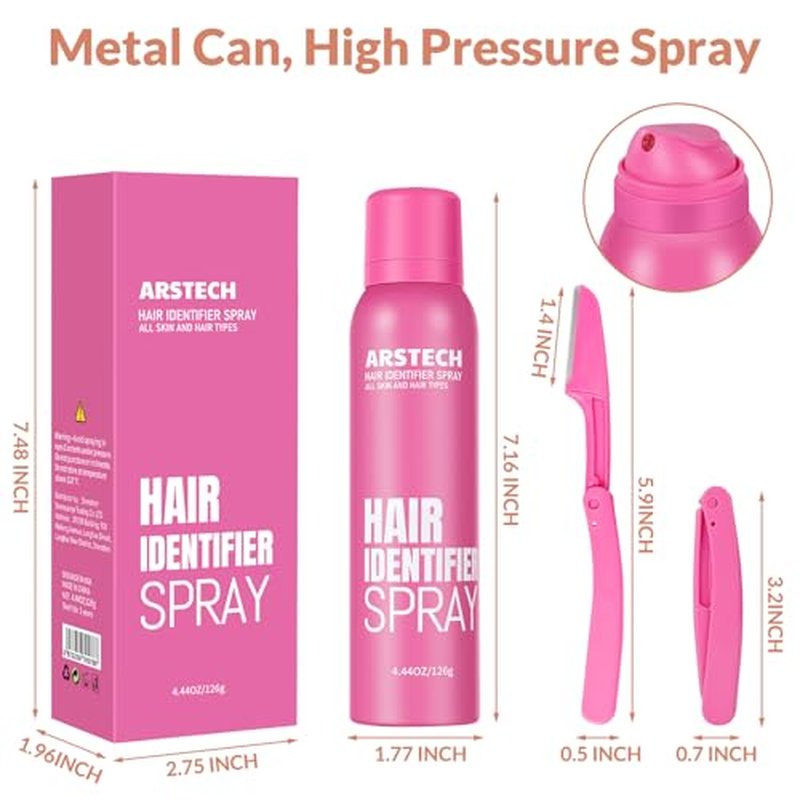 Hair Identifier Spray for Face Shaving Dermaplaning Tool 2 Pack Skin Body Dermaplaning Spray for Women with 8 Face Razor for Face Shaver Hair Removal Kit Excess Hair Dermaplane Razor for Women Face