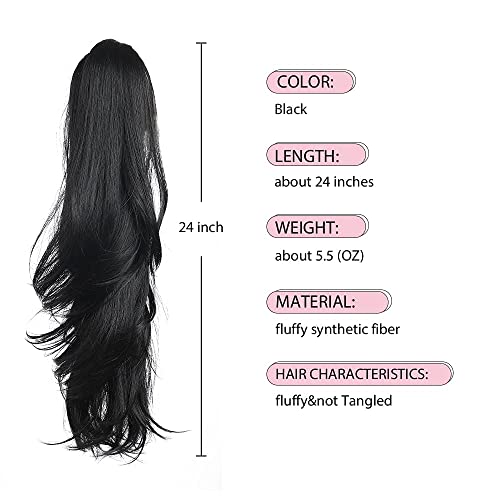 12" Wavy Ponytail Extension with Claw Clip - Synthetic Heat-Resistant