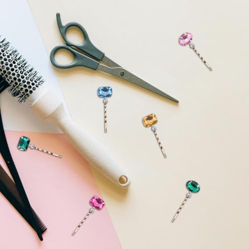 6 Pack Colorful Rhinestone Bobby Pins for Women & Girls