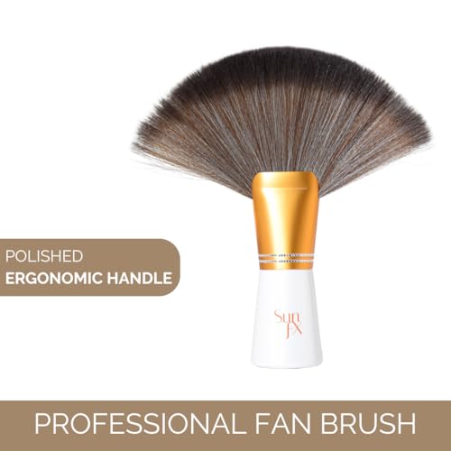 SunFX White Finishing Powder Brush | Large Fan Brush for Spray Tan