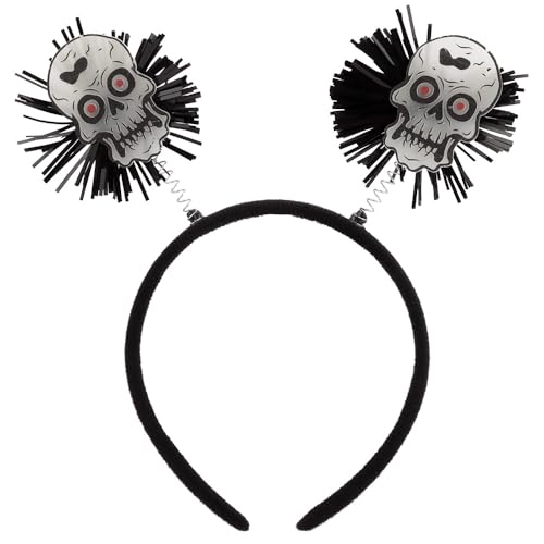 AOPRIE Halloween Skull Headbands Set for Women Men Kids, Green Black Red, 1 Pack
