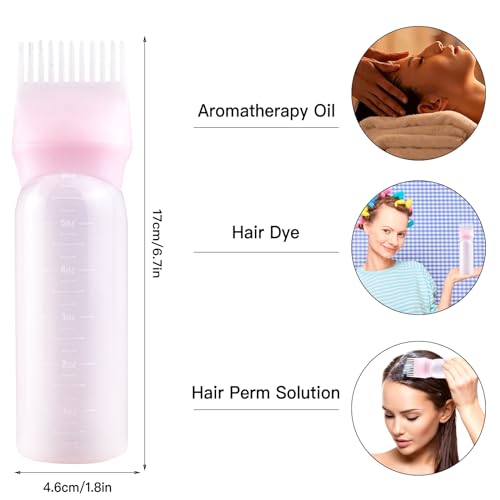 BEABOY Root Comb Applicator Bottle 6 oz 2 Pack - Pink, Hair Dye/Oil Applicator