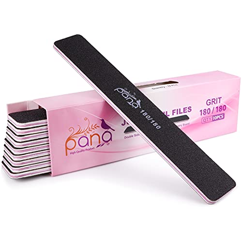 PANA Jumbo Double-Sided Nail Files - 10 Pack, 180/180 Grit