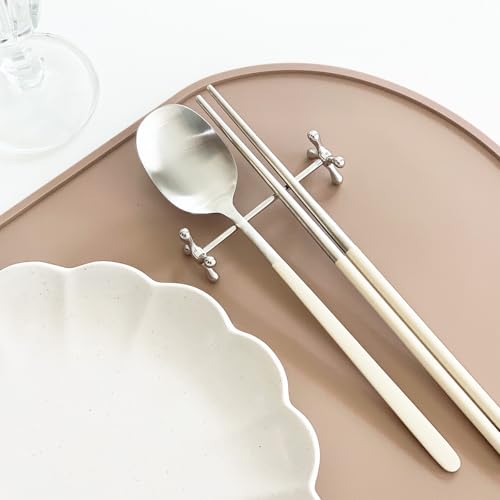 304 Stainless Steel Chopstick and Spoon Rest Set - 4 Pieces