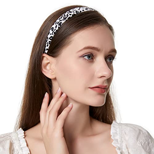 Cuizhiyu Leopard Print Headband 6PK - Faux Leather Wide Hairbands for Women & Girls, Leopard Variations