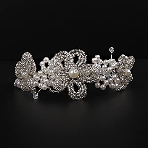 Style 2 Vintage Pearl Bead Tiara Crown - Handmade Bridal Headband