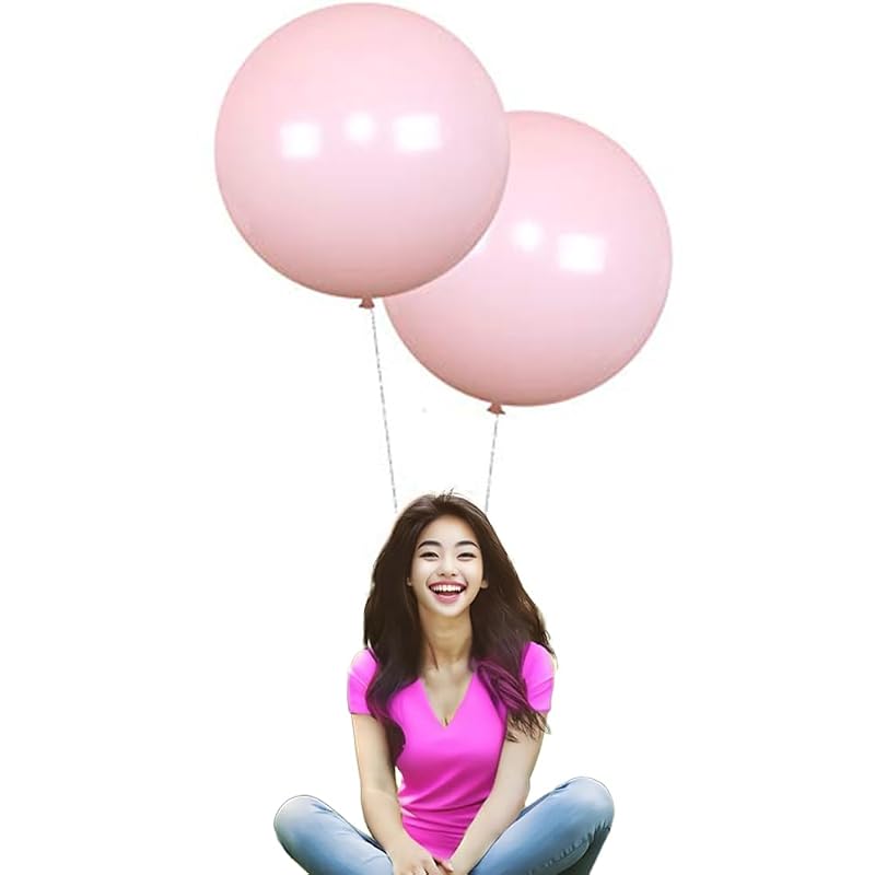 24 Inch Light Pink Latex Balloons - 5 Pack for Party Decorations