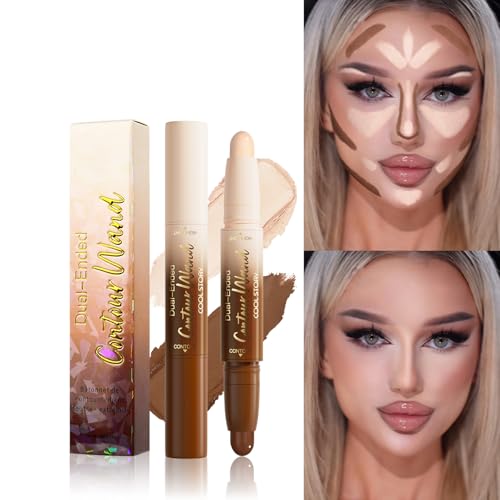 odkpoaaa 2-in-1 Dual-End Contour & Highlighter Stick - Fair, Waterproof Makeup