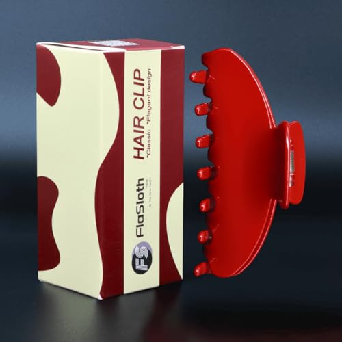 FlaSloth 4-Inch Cherry Red Hair Claw Clip for Women & Girls - Medium Acetate Barrettes