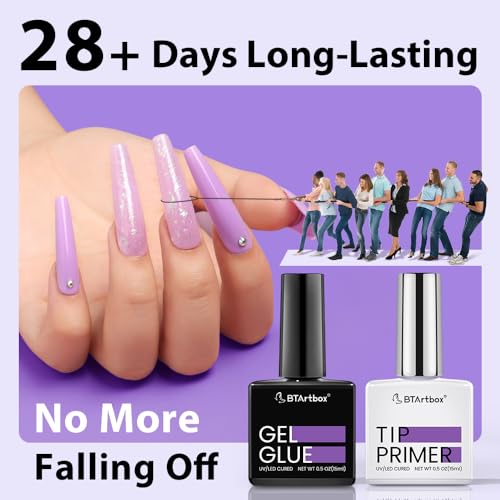 BTArtbox Gel Nail Glue Set - 15ML with Tip Primer for Long-Lasting Manicure
