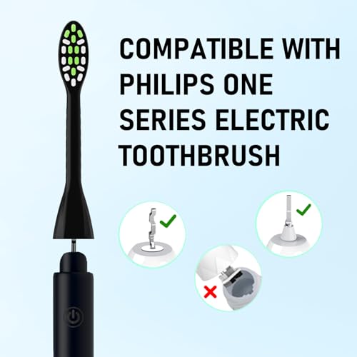 Black Toothbrush Replacement Heads for Philips One - 12 Pack | Tekgani