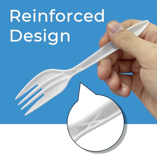 700 Count Medium Weight Disposable Plastic Forks - BPA-Free & Reusable
