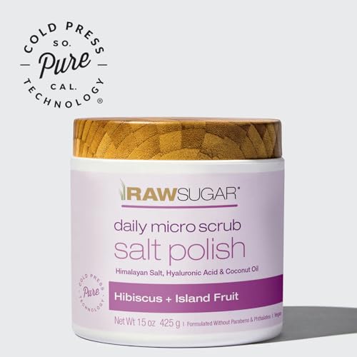 Raw Sugar Daily Micro Salt Body Scrub - Brightening & Exfoliating 15 oz