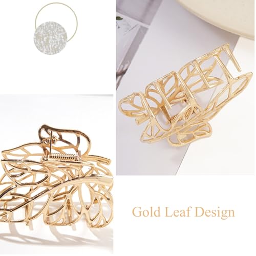 Leaf Hair Claw Clip-2 Gold Leaf Fall Hair Accessories Non-Slip Metal Hairpin for Women